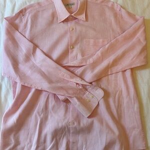 Peter Millar XL Light Pink 100% Linen Shirt | Classic Long Sleeve Button Down